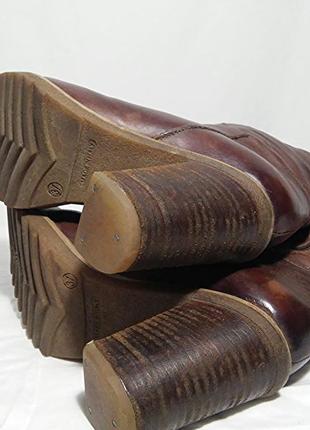 Сапоги высокие кожаные на устойчивом каблуке коричневые, made in italy5 фото