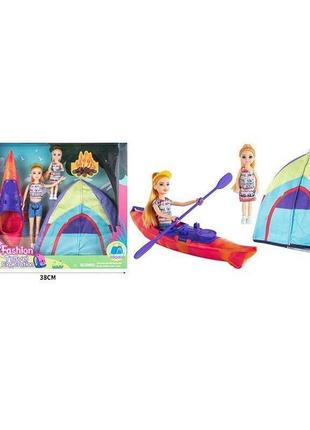 Кукла с аксессуарами st 5616-12 2 куклы, палатка, байдарка, высота 23 см, в коробке1 фото