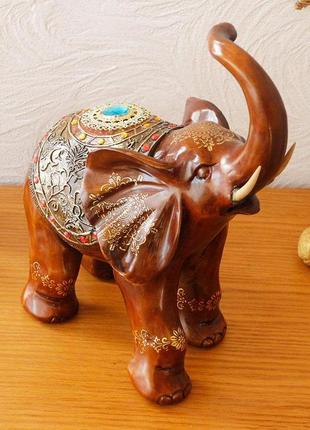 Статуетка слона з прикрасами, хобот до верху 30см гранд презент h2481-3t3 фото