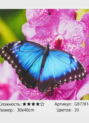 Алмазна мозаїка gb 77814 (30) "tk group", "блакитний метелик", 30х40см, в коробці