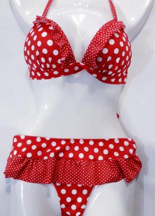 Р. 12 барвистий купальник роздільний пушап рюші.