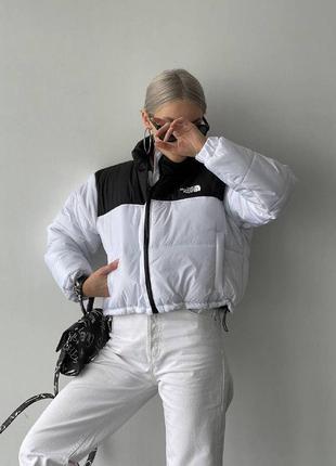 Женская весенняя куртка tnf 700 белая демисезон плащевка синтепон 200 в стиле the north face курточка2 фото