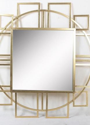 Настенное зеркало арт противень круг стекло и золотой металл гранд презент 25020