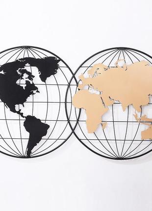 Настінний декор карта світу в стилі лофт метал гранд презент 92071