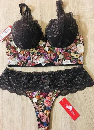 Комплект итальянского белья yamamay бюстье бюстгальтер італійська білизна бразилианы пушап