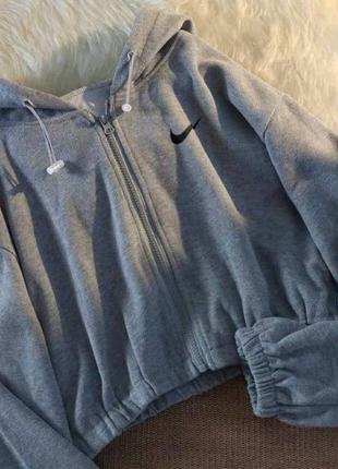 Жіноча кофта nike multi найк з капюшоном спортивна зипка худі двонитка 42-46 толстовка чорний і сірий весна літо