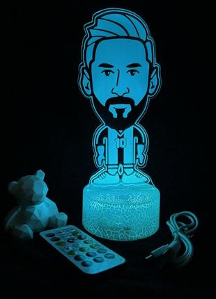 3d лампа карикатура месси, подарок для любителей мемов и футбола, ночник, 7 цветов, 4...
