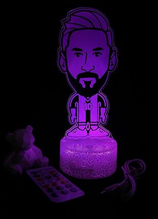 3d лампа карикатура месси, подарок для любителей мемов и футбола, ночник, 7 цветов, 4...
