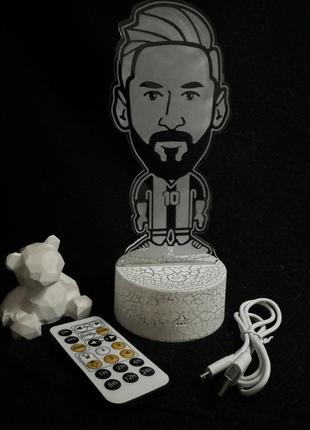 3d лампа карикатура месси, подарок для любителей мемов и футбола, ночник, 7 цветов, 4...