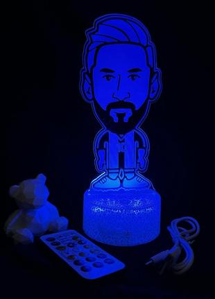 3d лампа карикатура месси, подарок для любителей мемов и футбола, ночник, 7 цветов, 4...