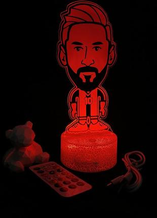 3d лампа карикатура месси, подарок для любителей мемов и футбола, ночник, 7 цветов, 4...