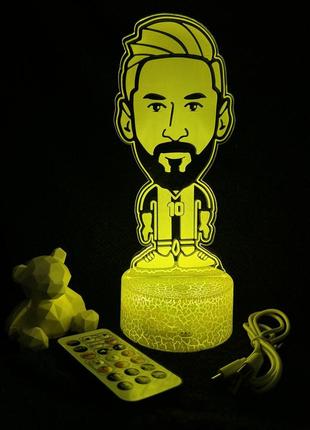 3d лампа карикатура мессі, подарунок для любителів мемів та футболу, нічник, 7 кольорів, 4 режими та пульт