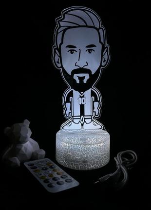 3d лампа карикатура месси, подарок для любителей мемов и футбола, ночник, 7 цветов, 4...