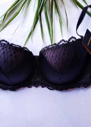 Бюстгальтер пуш-ап из атласа wonderbra черная анжелика с сеткой вандербра размер 85в