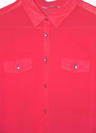 Яркая шифоновая блуза-безрукавка кораллового цвета2 фото