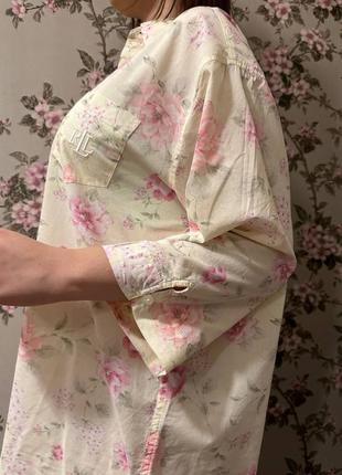Ночная рубашка polo ralph lauren с цветочным принтом и вышитым лого/пижама свободного кроя/коттоновая рубашка /коттоновая ночнушка с укороченным рукавом3 фото