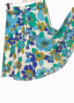 Роскошная льняная юбка-миди в цветочный принт3 фото