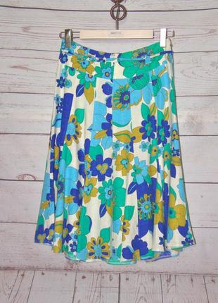 Роскошная льняная юбка-миди в цветочный принт4 фото