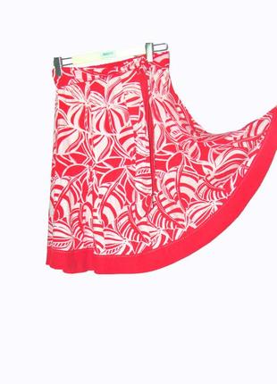 Роскошная льняная юбка-миди  красная с белым4 фото