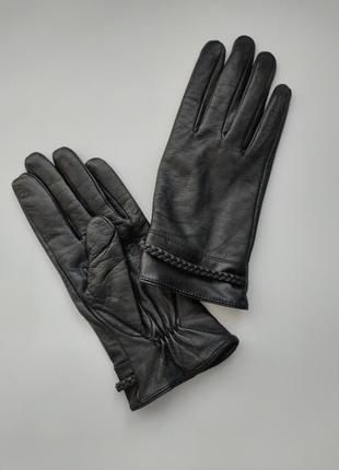 Черные кожаные перчатки рукавицы натуральная кожа esmara 7,  7,5,  86 фото