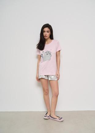 Жіночий комплект для сна та  відпочинку футболка з шортами nicoletta  602013 фото