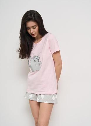 Жіночий комплект для сна та  відпочинку футболка з шортами nicoletta  602011 фото
