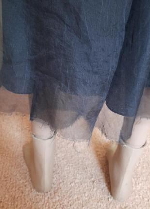 Шелковая многослойная юбка с вышивкой с необработанным низом от jigsaw8 фото