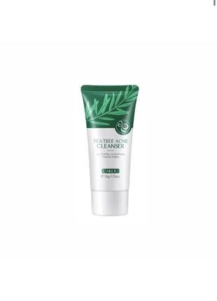 Очищаюча пінка для вмивання проти акне із зеленим чаєм laikou tea tree acne cleanser