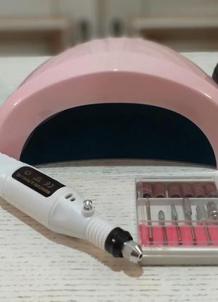 Стартовий набір для манікюру лампа sun one 48 ват +фрезер ручка 13 000 в хв
