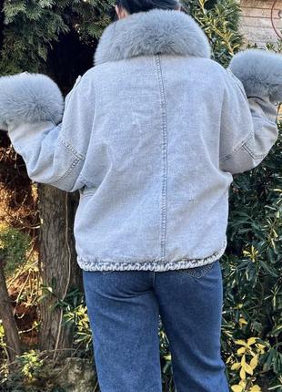 Джинсова куртка парка з натуральним хутром 2в16 фото
