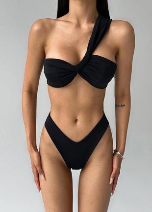 Стильний жіночий купальник, з високою талією, купальник «перлина»  із зав'язками xs-s/ m/ l , ціна: 986 грн