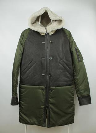 Шикарна парка куртка дублянка goosecraft axell lammy sheerling and nylon green hooded parka jacket