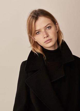 Чорне двохбортне пальто бушлат класичне пальто massimo dutti чёрное шерстяное пальто двубортное пальто3 фото