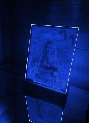 Акрилова фотографія у рамці май літл поні з блимаючою підсвіткою + пульт (принт 007)2 фото