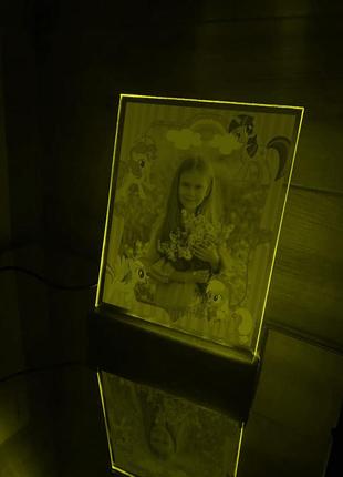 Акрилова фотографія у рамці май літл поні з блимаючою підсвіткою + пульт (принт 007)