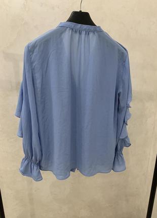 Шикарна блуза блузка з рюшами zara голуба жіноча4 фото
