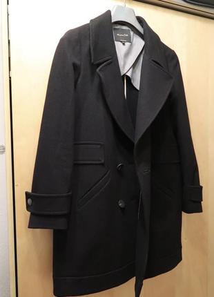 Чорне двохбортне пальто бушлат класичне пальто massimo dutti чёрное шерстяное пальто двубортное пальто5 фото