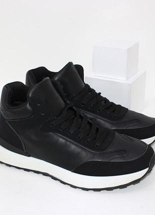 Демісезонні кросівки чоловічі, чоловічі хайтопи, демисезонные кроссовки черные,  осінні хайтопи чорні