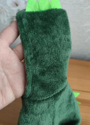 Плюшевий комбінезон для маленьких собак костюм динозавра зелений5 фото