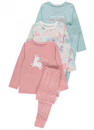 Пижама детская george, 122-128см, 7-8роков, пижама с единорогами для девочек