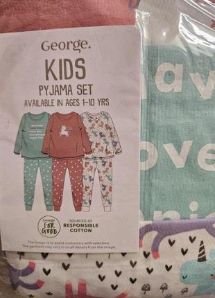 Пижама детская george, 122-128см, 7-8роков, пижама с единорогами для девочек4 фото