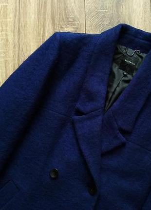 Reserved двубортное пальто синего цвета из смесовой шерсти4 фото
