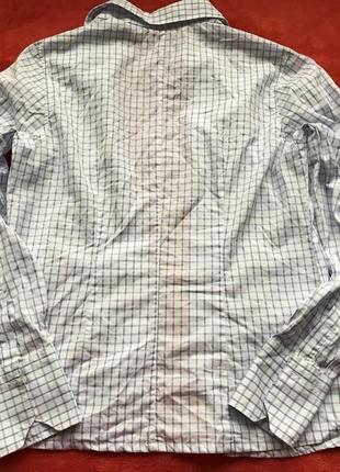 Van laack-хлопковая приталенная блуза рубашка в клетку! р.-382 фото
