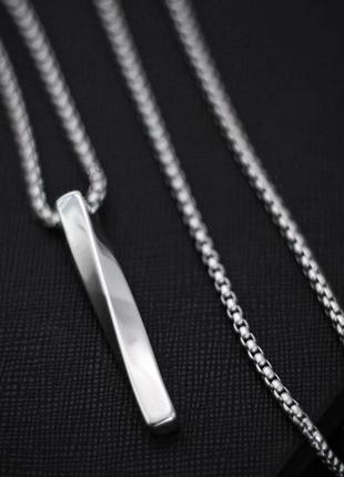 Мужская металлическая серебряная подвеска, цепочка с кулоном, спираль2 фото
