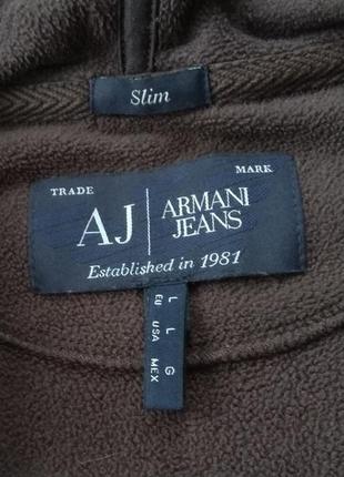 Armani jeans флис худи кофта флисовая slim fit оригинал (s-m)6 фото