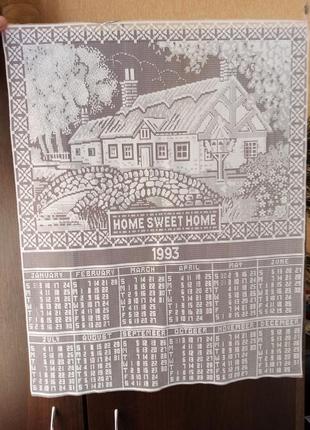 Гипюровая салфетка-календарь за 1993 год home sweet home