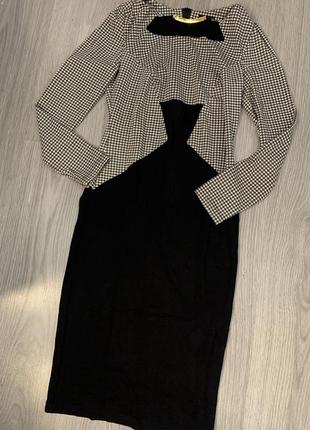 Платье футляр трикотажное гусиная лапка 44-46 размер4 фото