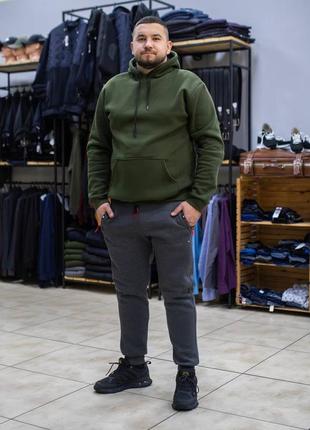 Чоловічі теплі спортивні брюки (трьохнитка на байці) туреччина, на манжеті1 фото