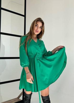 Романтическое платье черное сарафан с поясом шикарное качество 42-44,46-48 s,m,l миди до колена зеленое8 фото