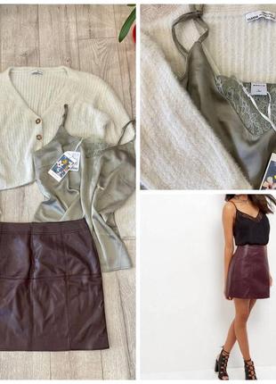 Продам набором кардиган pull &amp; bear, юбку цвета марсала эко кожа1 фото